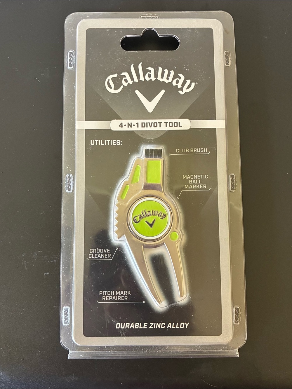 Callaway Black and Silver 4-N-1 Divot Tool Packaged